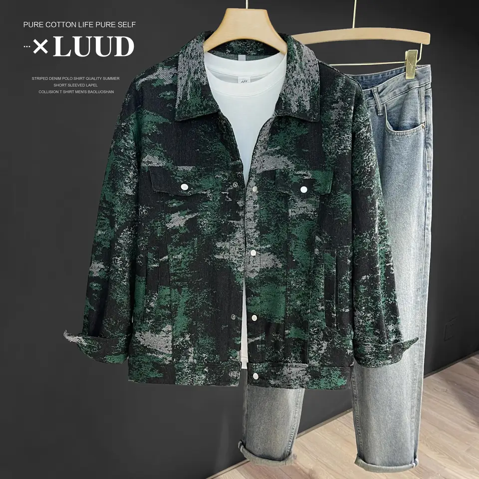 シャツジャケット メンズ 総柄 バイカラー オーバーサイズ 開襟 ヴィンテージ ストリート カジュアル 秋冬 「LUUD」