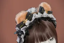 可愛らしいデザイン！ロリータ風 クマの王冠ヘッドアクセサリー【動物モチーフ・ヘアバンド】