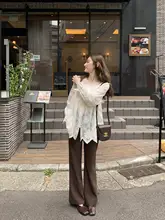 高腰のスリム微フレアカジュアルパンツ【秋冬用・小柄ポジション対応】