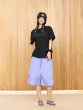 ヒップホップスタイルの反射素材ショートパンツ【速乾・ラフなデザイン・レイヤード対応】（セットアップ対応）