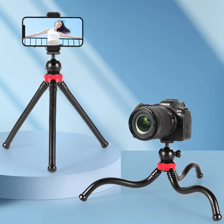 三脚タイプのスマートフォン用撮影スタンド【八爪魚デザイン・手持ち・安定性抜群・Vlog撮影対応】