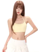 夏用オフショルダー背中開きキャミソール女性用【一体型ブラ付き・美背デザイン】