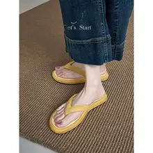 厚底サンダル【フレンチスタイル・快適なビーチリゾート用・女性用・トングデザイン】