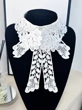 刺繍レースのシャツ風 この装飾襟【蝶結び・秋冬・ニットとの相性抜群】