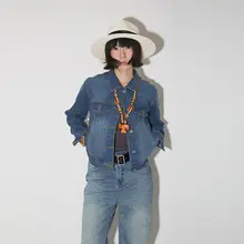 アメリカンスタイルのショートデニムジャケット【春秋用・カジュアル・女性用】