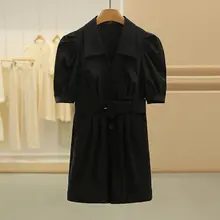 L気質Vネックパフスリーブウエストフィットオールインワンパンツ【カジュアル・ショートパンツ】（セットアップ対応）