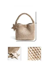 CKKUI ガンガン同型シャンパンカラー編み込み トップハンドルバッグ