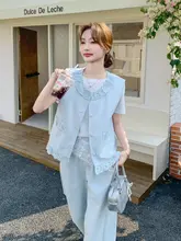 花柄ノースリーブベスト【女性用・夏用・Tシャツ・ワイドパンツ・優しいスタイル】（セットアップ対応）