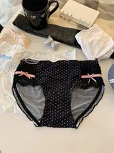 セクシーなデザインのレーストリム中腰純綿三角パンツ【リボン付き・快適な長さ】