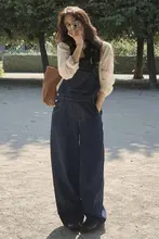 深い青色のオーバーオール【秋用・感・韓国スタイル・サロペット】