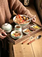 高級感ある一人用陶器製食器セット【大皿・仕切り皿・サラダボウル・麺用ボウル】（セットアップ対応）