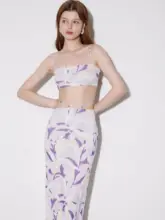 夏用 プロヴァンス風ニットセットアップ【高弾力・透 breathable・ウエスト露出・ファッショナブルなデザイン】（セットアップ対応）