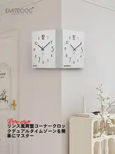 壁掛け時計 コーナー用 両面 モダン シンプル おしゃれ リビング 家庭用 「EMITDOOG」