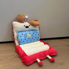 かわいいイラストのドッグデザイン ダットチェアクッション【極上の柔らかさ・ポンポンデザイン・子供部屋用】