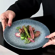 高級感あふれる和風 牛排皿【セラミック製・創造的デザイン・パスタやデザートにも最適】
