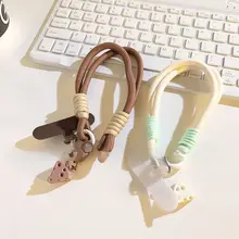 マカロンカラーのスマホストラップ【可愛いチーズチャーム付き・軽量・肩掛け用】