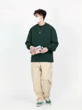 ヴィンテージ風 休暇用パンツ【ウォッシュ加工・ゆったりストレート・ダブルニーパッチ付き】（セットアップ対応）