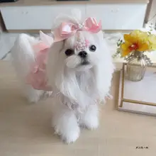 ヘアクリップ 犬用 クリームピンク フリンジデザイン カエル形