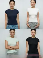 aolol 天絲シリーズ 超薄型 レディースショートスリーブTシャツ【涼感・体型カバー・大きなストレッチ】