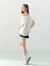Tシャツ レディース 半袖 ワンショルダー 韓流 デザイン性 夏「ELEVEN SLEEP」