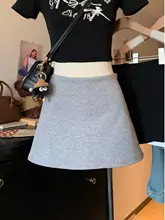 高腰グレーAラインスカート【秋用・体型カバー・防走光】