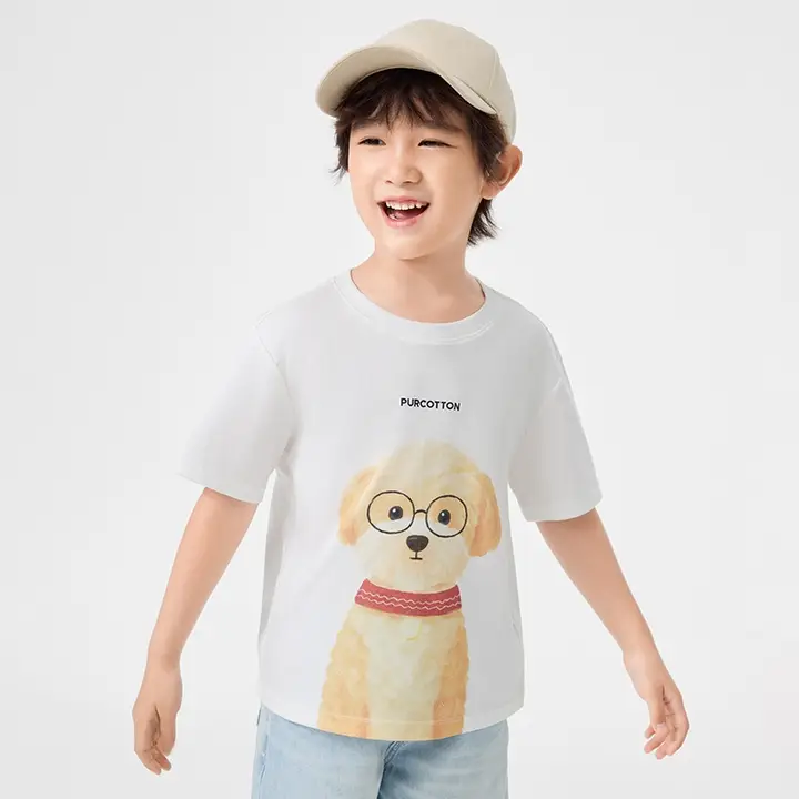 動物プリントの子供用Tシャツ【全棉・男女兼用・夏用・半袖】