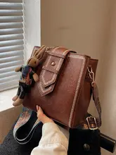 レトロなミニショルダーバッグ【スタイリッシュ・ワイドストラップ・バケツ型】