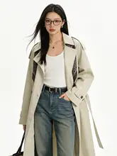 トレンチコート レディース ロング丈 ダブルブレステッド スカーフ付き ベルト付き ウエストマーク 着痩せ 着回し 韓流 ヴィンテージ トラッド 早春
