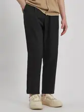 春夏用の薄手ストレートパンツ【メンズ・ゆったり・九分丈・シンプルデザイン】（セットアップ対応）