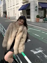 フェイクファー晕染コート【短丈・スタンドカラー・女性用】