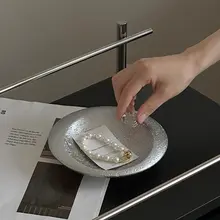 シンプルで上品！銀色の香り石トレイ【和風インテリア・玄関装飾用】