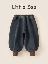 大人っぽいデザインの裏起毛カジュアルパンツ【男の子用・束脚・冬用・デニム風】（セットアップ対応）