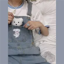 デニムサロペットパンツ 女性 秋 カジュアル ゆったり ストレートレッグ ヴィンテージ刺繍