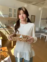 レース切替デザインのラウンドネックトップス【女性用・インナー・オールマイティ】