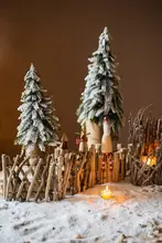 ツリースカート 木製フェンス 天然木 クリスマス 置物 インテリア ショーウィンドウ デコレーション