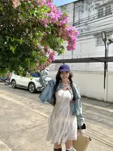 レースウェスト絞り＆不規則デザインの大きいサイズのドレス【ゆったりフィット・華やか】