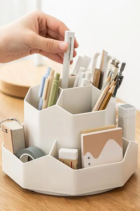 回転ペン立て【高級感・デスク収納・学生・子供用・マーカー用】