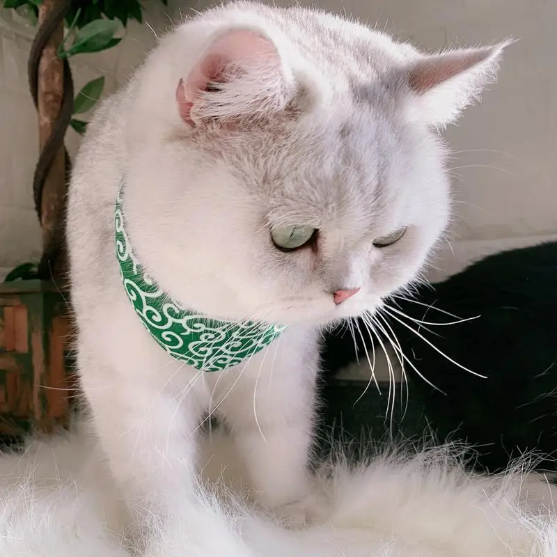 猫用三角巾：日本伝統唐草模様のペットアクセサリーが四季通用