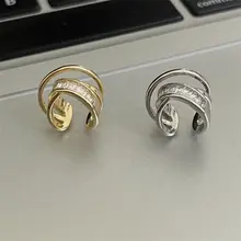 高品質な軽やかで洗練された水晶ジルコニアの幾何学的C型耳骨クリップ