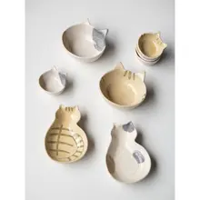 猫デザインの陶器製レトロプレート【和風・小皿・調味料皿】
