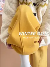 高腰デザインのバナナパンツ【冬用・裏起毛・ストレートシルエット】（セットアップ対応）