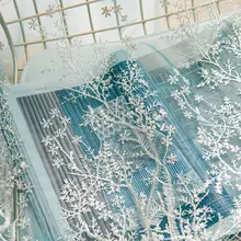 北欧風刺繍入りホワイトレースカーテン【モダン・シンプルデザイン】
