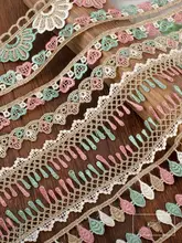 カラフルなポリエステル刺繍レース【手作り服飾・民族風デザイン】