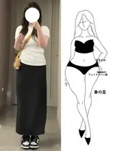 シンプルなAラインビジネスミディスカート【ブラック・ハイウエスト・体型カバーデザイン】