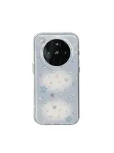 OPPO Find X8用 スマホケース【全包・シリコン製・落下防止・ブルーとホワイトの星柄】