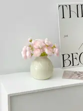 ミニ花瓶 陶製 リビング装飾 フェイクフラワー シンプル