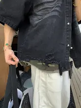 アメリカンデザインのフリンジ風 ダメージ加工迷彩デニムジャケット【男の潮流スタイル】