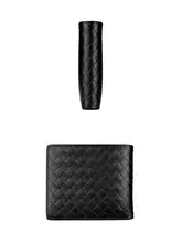 Carlen Kslmen メンズ本革財布【編み込みデザイン・ショートタイプ・カードスロット付き】