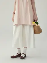 北島AMUU フレンチスタイル 高腰シンプルAラインスカート【夏用・ゆったり・ミディ丈】