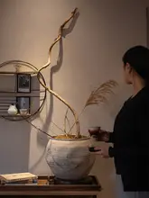 侘寂風の大型花鉢【アンティーク風・高級感ある陶器・リビング装飾用】